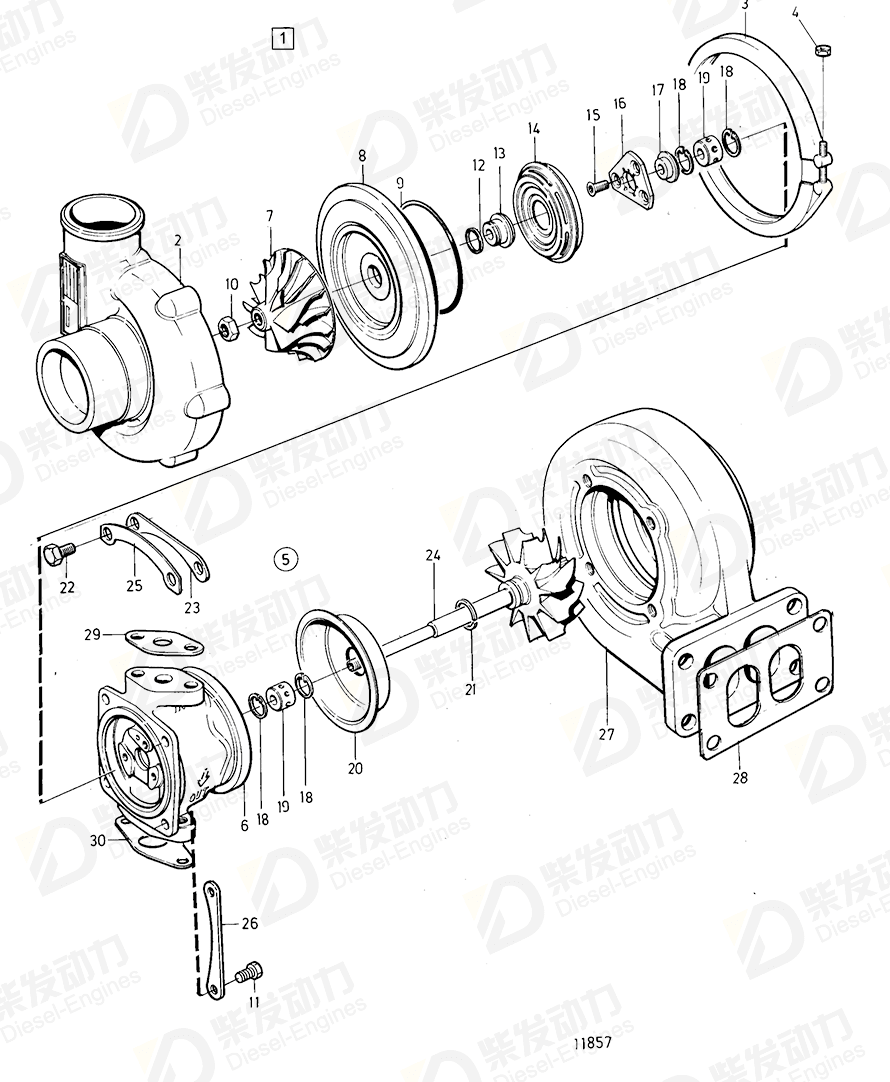 volvo penta Turbocharger 847860 Drawing volvo penta Turbocharger 847860 Drawing